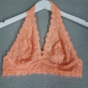 NEW Intimately Free People Lace Halter Bralette Women's Medium Orange Floral